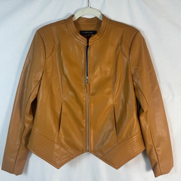 Colleen Lopez Women's Faux Leather Jacket Cinnamon, Size M - Picture 1 of 11